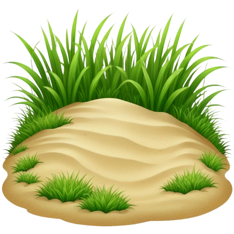 generate realistic detailed grass in 3d style with sand  emoji