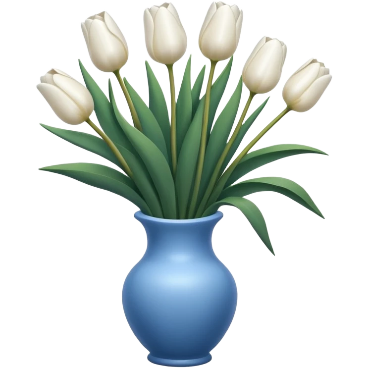 White tulips Flowers in a blue vase emoji