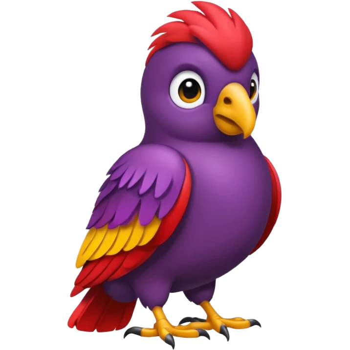 emoji de papagayo morado, rojo y amarillo (sin otros colores) emoji