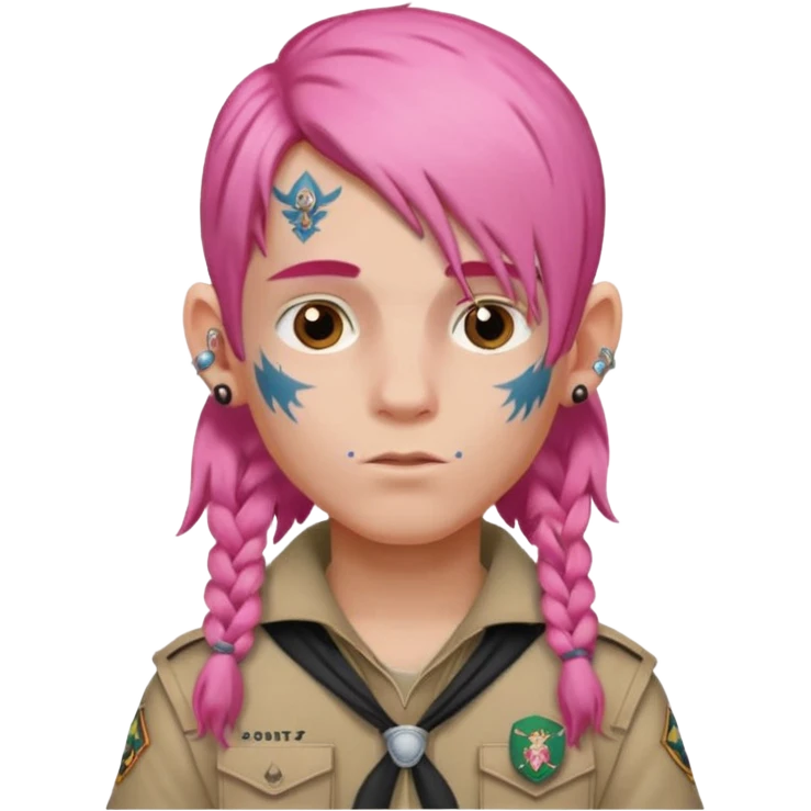 scout boy long hair face tatooes pink haired emoji