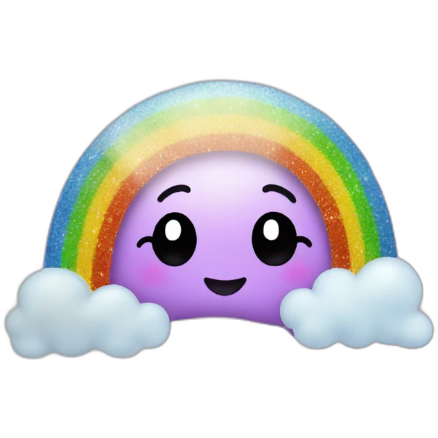 glitter rainbow with glitter clouds emoji