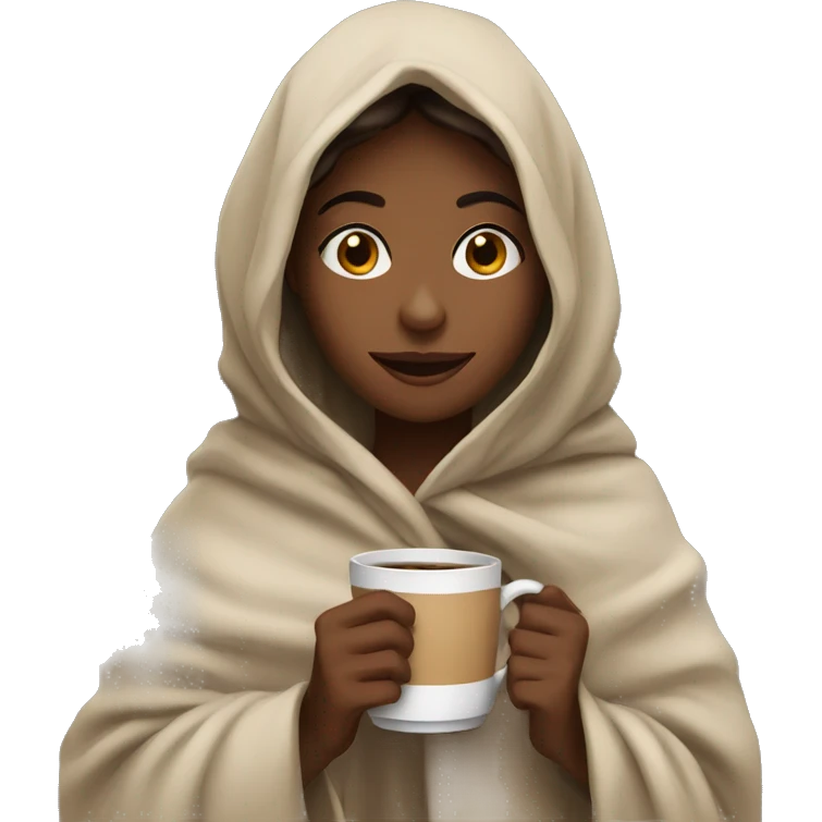 a girl with coffee and blanket  emoji