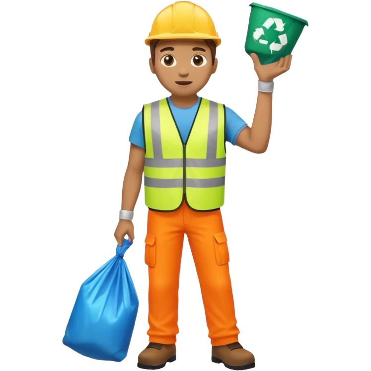 waste-management, neon safety vest, trash picker, cleaning up trash, full body emoji