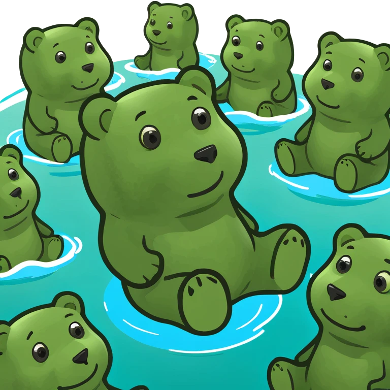 puddle with gummy bears floating in it  emoji