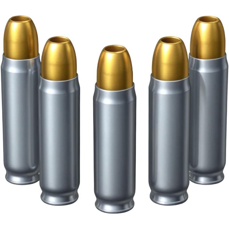 five gun bullets. four of them of one color and the fifth one of another color emoji