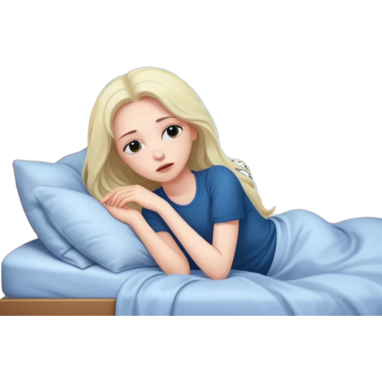 женщина лежит в кровати, она напряжена, за окном ночь emoji