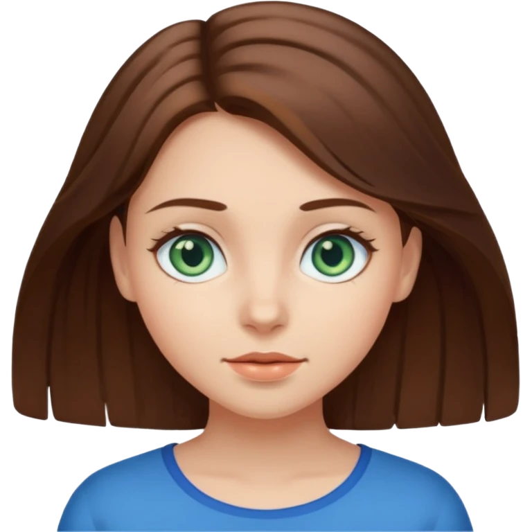 girl with medium length brown hair and blue-greenish eyes emoji
