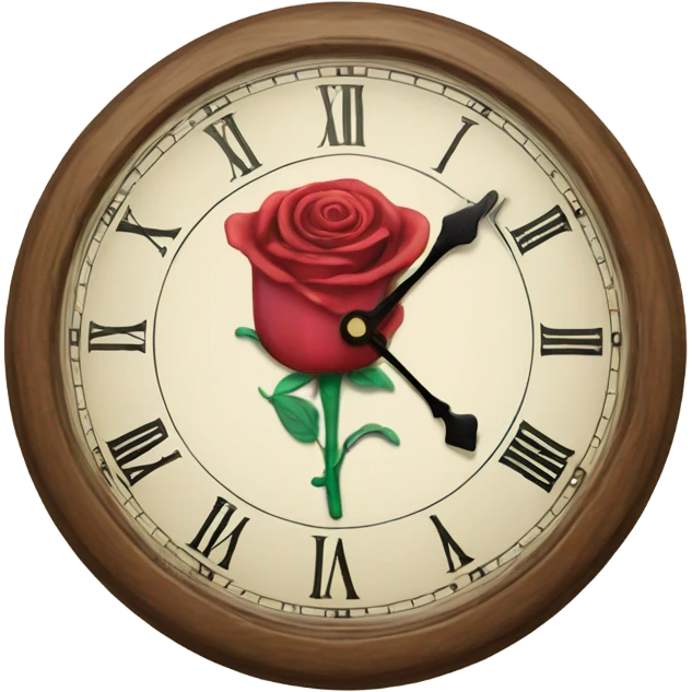 Hand clock roses in Alice in Wonderland style emoji