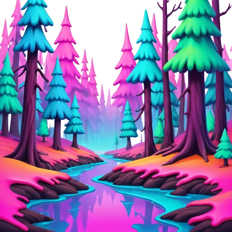melting neon colors surreal forrest landscape emoji