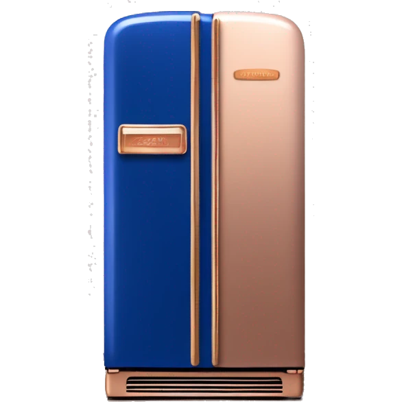 Realistic royal blue and rose gold retro vintage fridge.  emoji