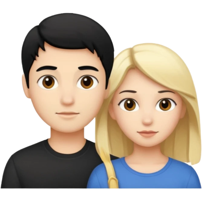 blonde girl and black haired boy emoji