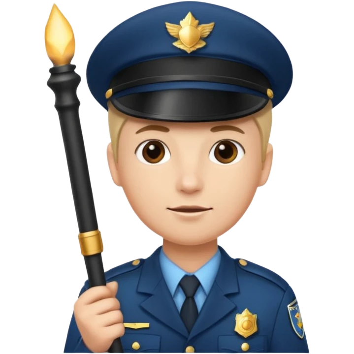 Officer with cap holding baton emoji