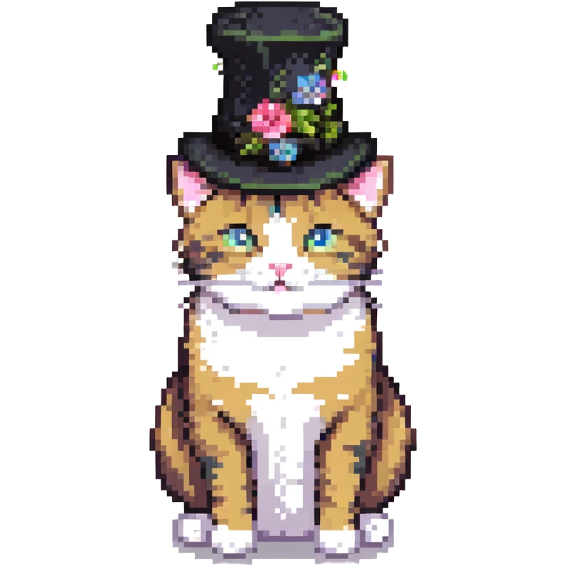 a very smart cat with a hat emoji