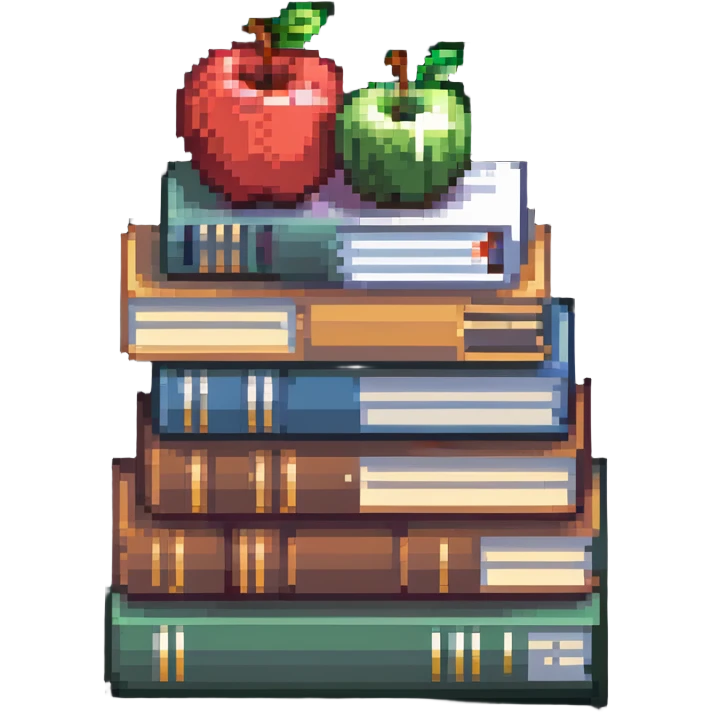 stack of school books with an apple emoji