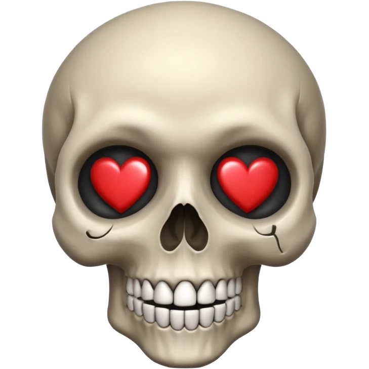 If it's not too much trouble, draw a skull with a smile, and have hearts in its eye sockets. The picture should be drawn in pencil, and the background should be transparent. emoji