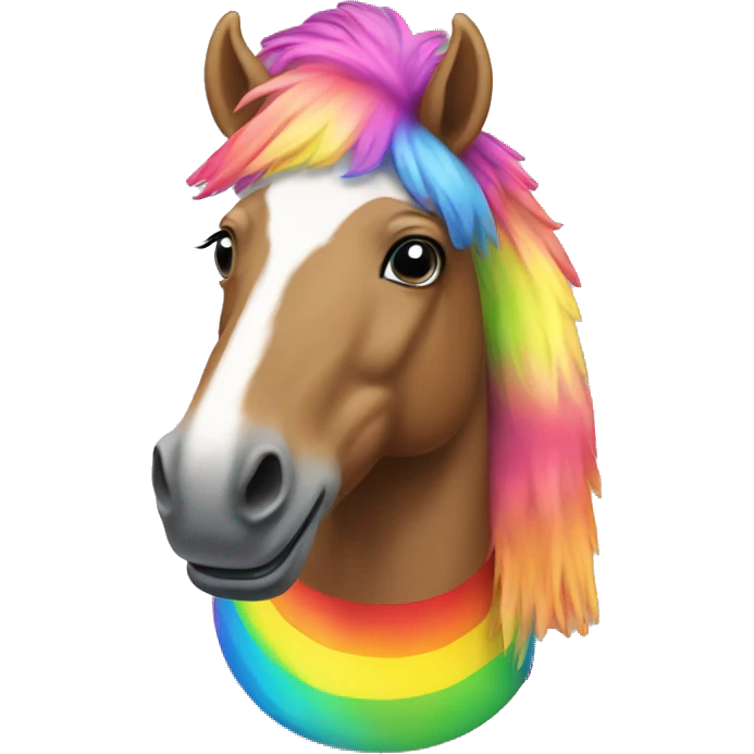 horse wearing a rainbow clown wig emoji