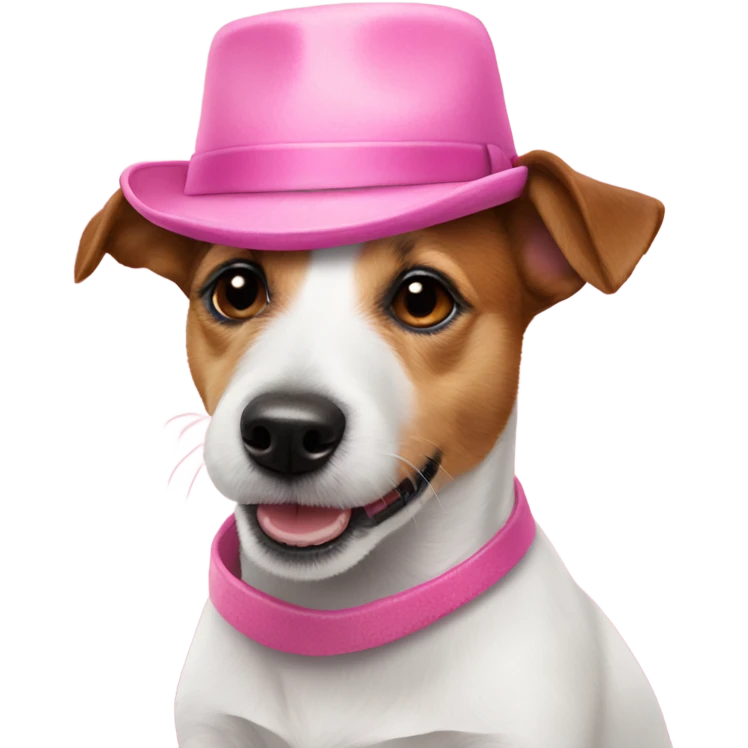 Jack Russell terrier dog in a pink hat  emoji