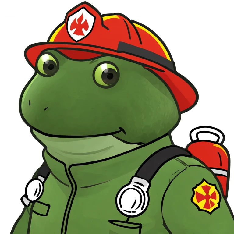 bufo in a fire fighter suit emoji