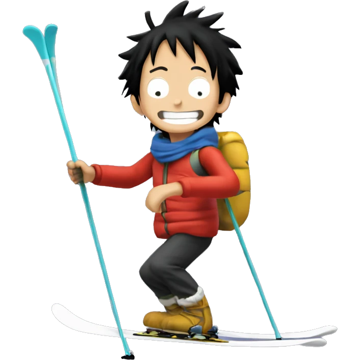 Luffy from onde piece skiing  emoji