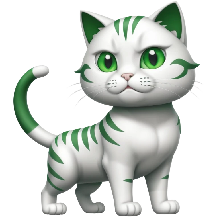 Jacked up Huge jumbo Super Duper Muscular Cat with a 10 pack full body black and white body and green eyes  emoji