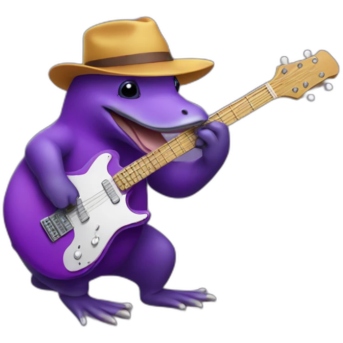 purple platypus playing guitar emoji