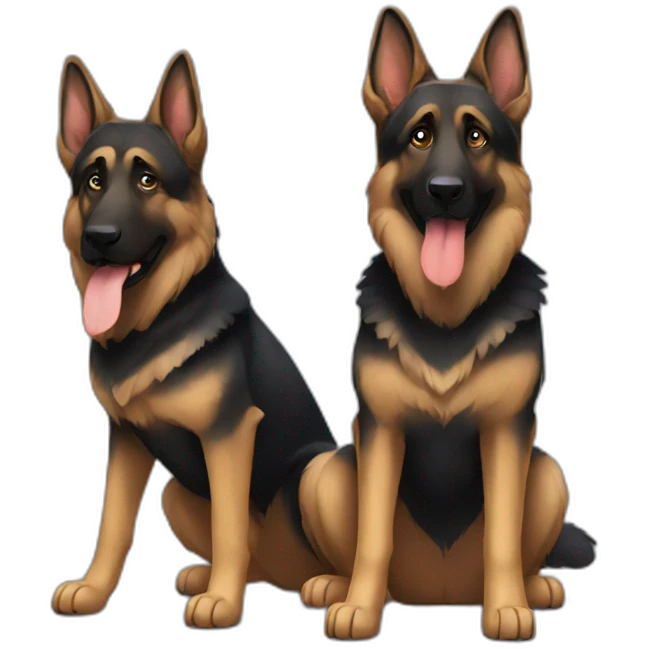 2 dark german shepherds sitting next to each other emoji