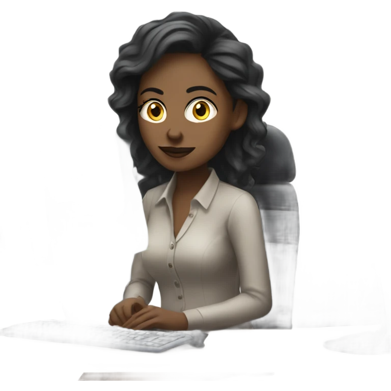 office siren girl working at the pc emoji