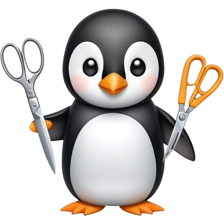 penguin with scissors emoji