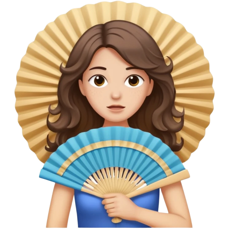 mulher com muito calor se abanando com leque emoji