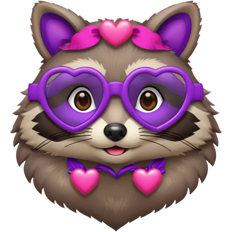 Raccoon wearing Purple Heart glasses emoji