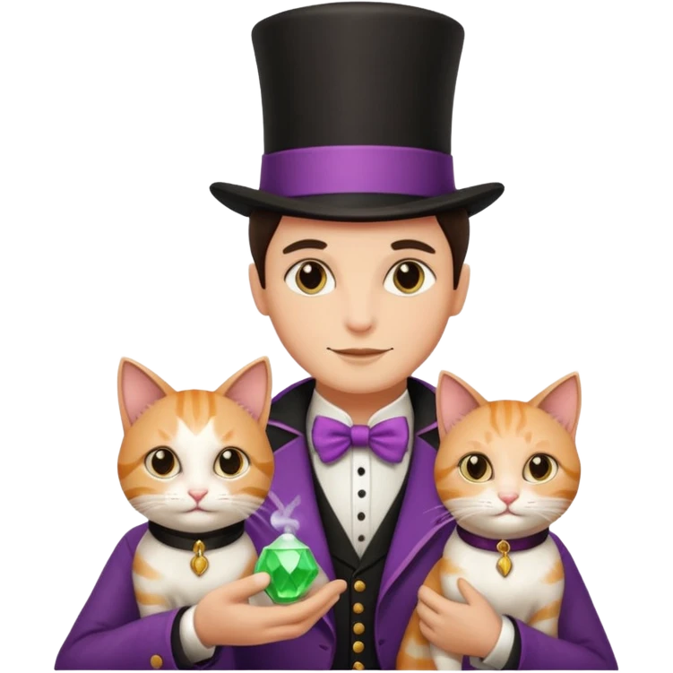 magician couple and their pet cat emoji