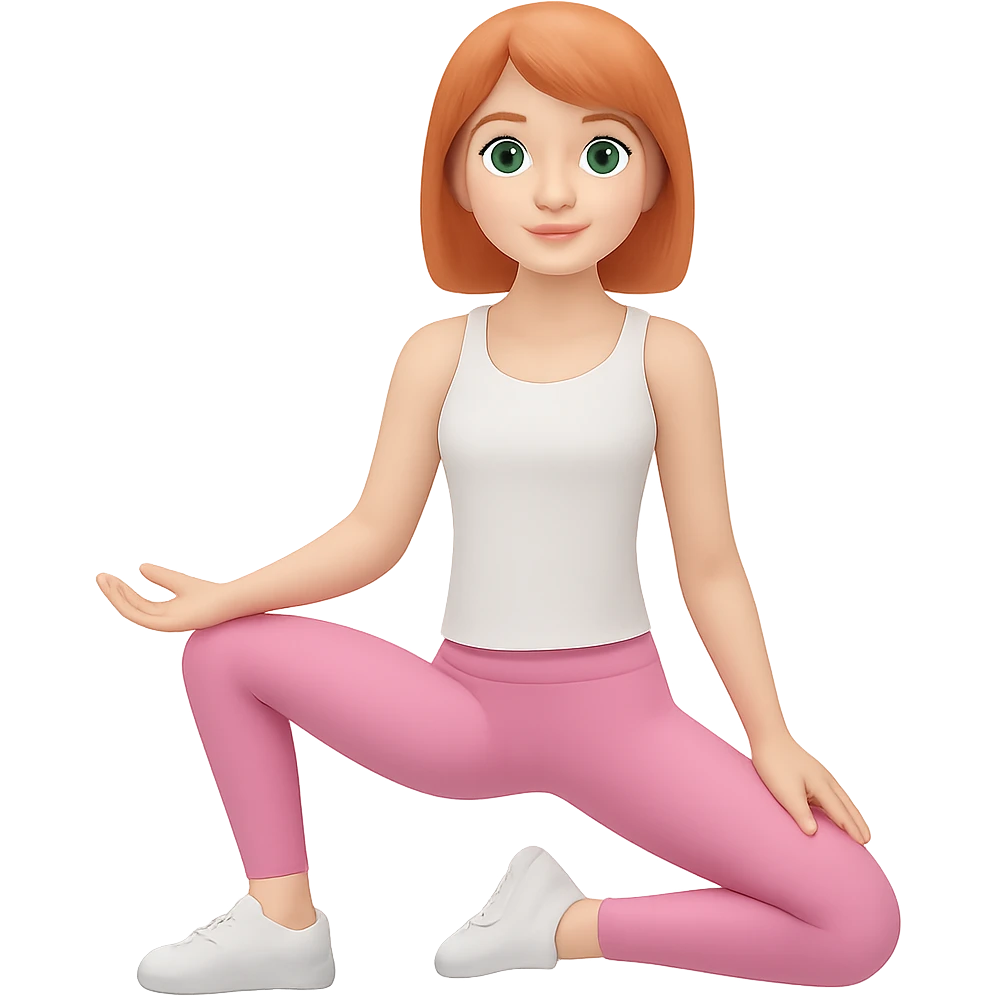 Change her outfit to a fitted white tank top, keep the rest of the outfit and style the same, with no background. emoji