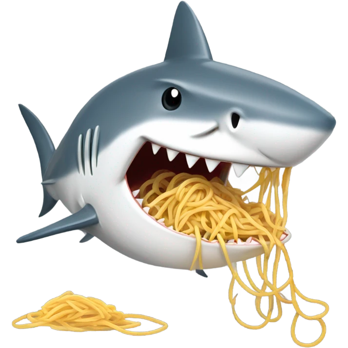 Shark eating spaghetti emoji