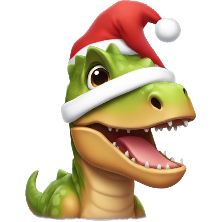 dino with a santa hat emoji