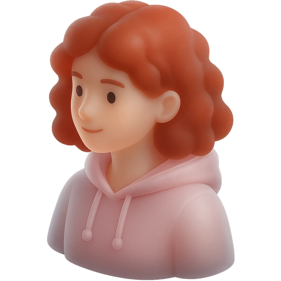 A girl with red curls and a pink hoodie emoji