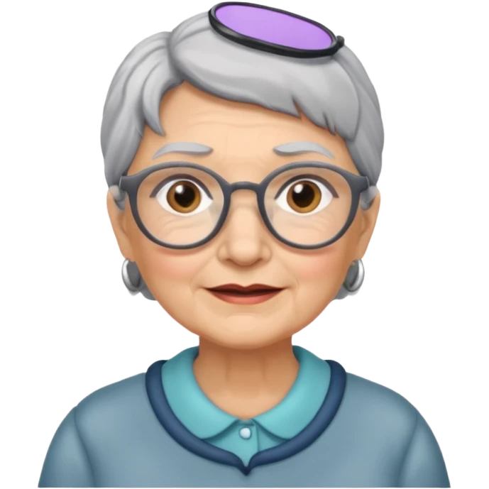 grandmother with glasses and gray hair, grizzle emoji