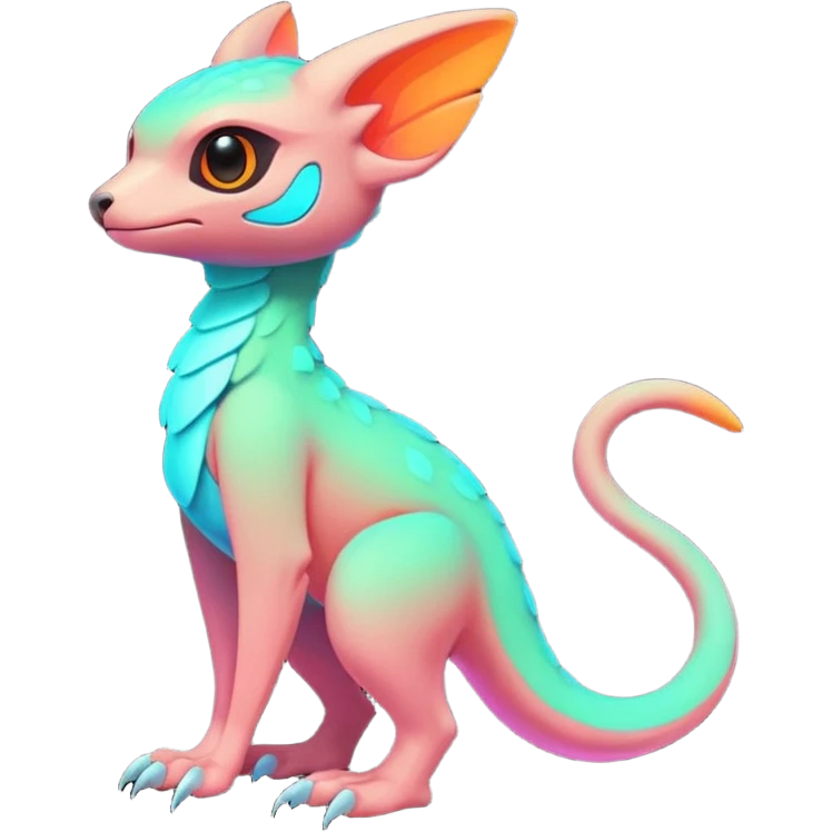 futuristic lush warm-colored neon-colored Fakémon-Trico-creature (full body) emoji