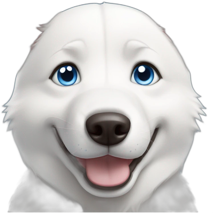 Happy white husky blue eyes without eyebrows emoji