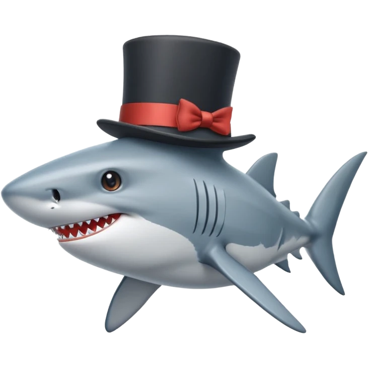 Shark with a top hat emoji