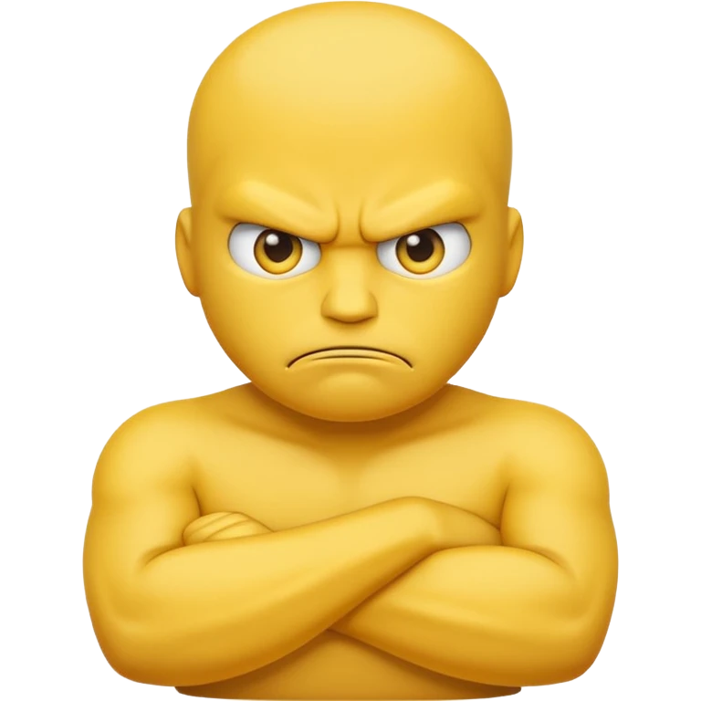 the yellow angry face emoji with arms crossed over each other in front emoji