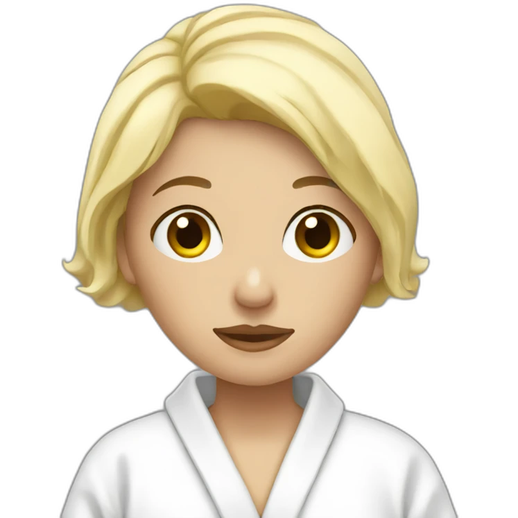 tired blonde woman in white bathrobe emoji