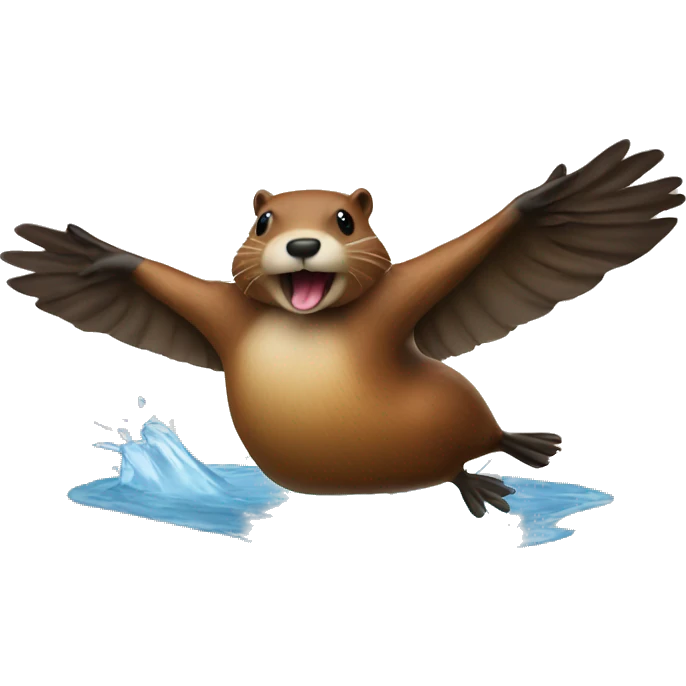  a beaver jumping over a duck emoji