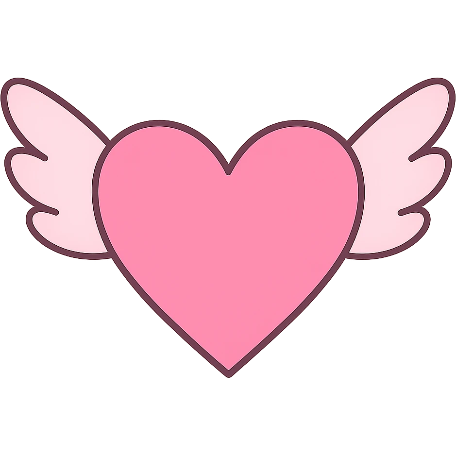 girly heart with wings,no background emoji
