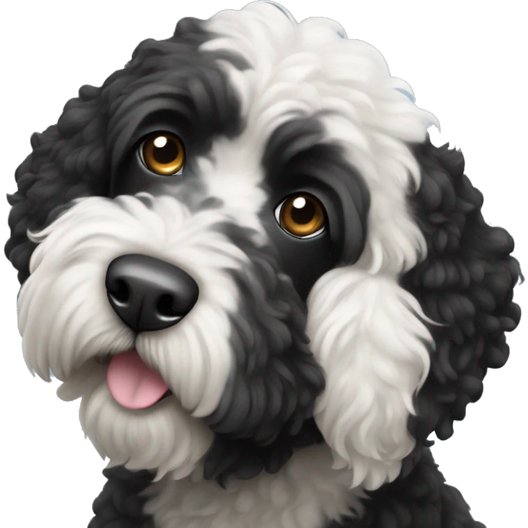 completely black with white tiny spot on the top of head portuguese water dog emoji