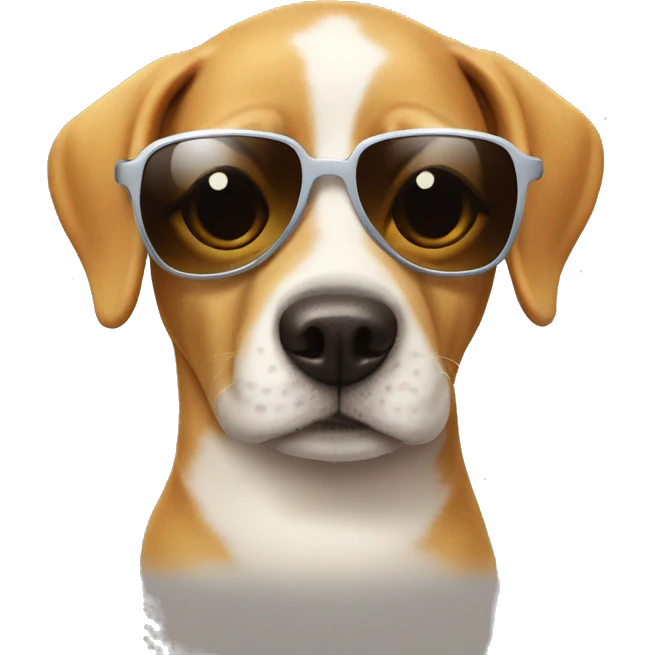dog wearing sun glasses and drinking tea emoji