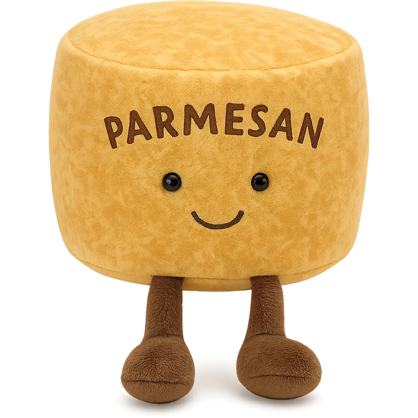 parmesan cheese wheel jellycat stuffed plushie emoji