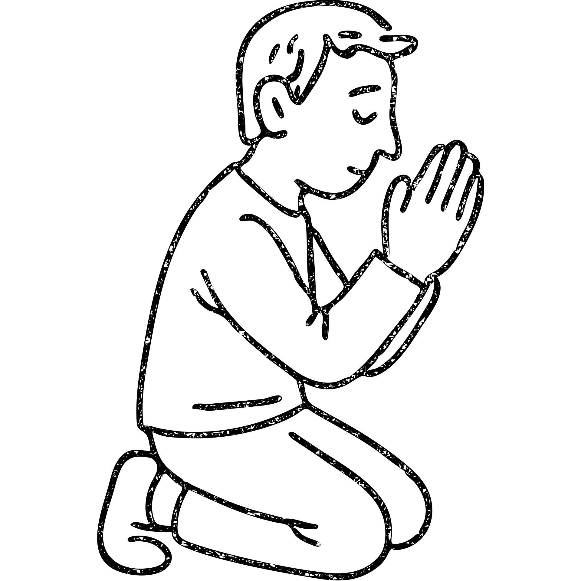 hand-drawn outlined icon of a man praying emoji