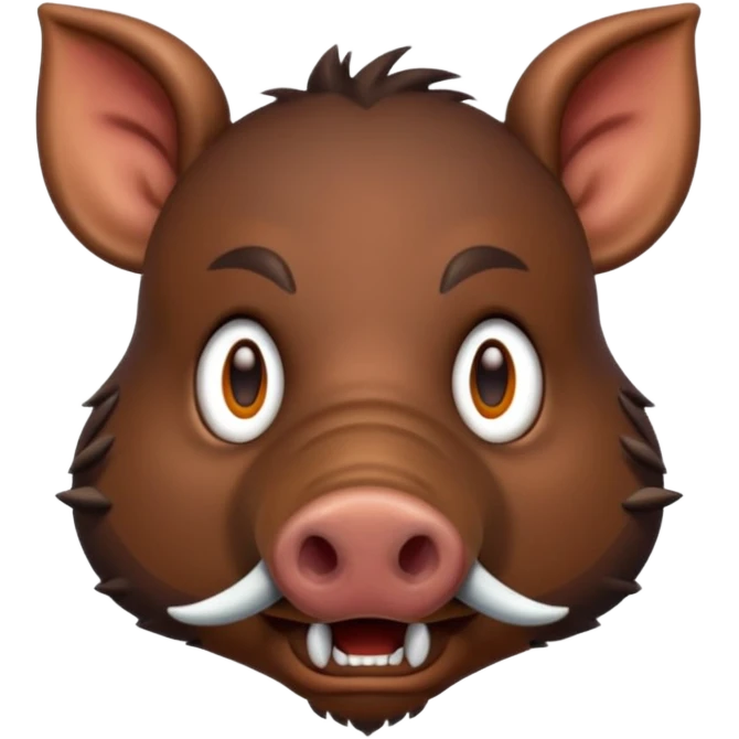Wild boar face with long tusks emoji realistic emoji