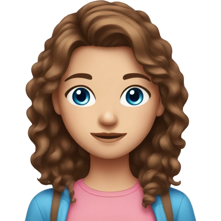 Pretty brown haired girl, and she blue eyed pink clothes emoji