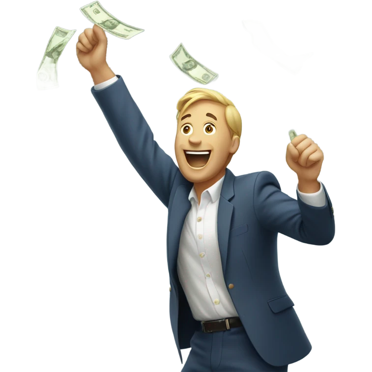 Men throwing money bills emoji